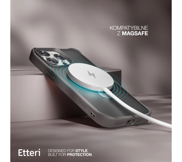 Etteri Matt Mag Ring do iPhone 15 Pro Max Szary