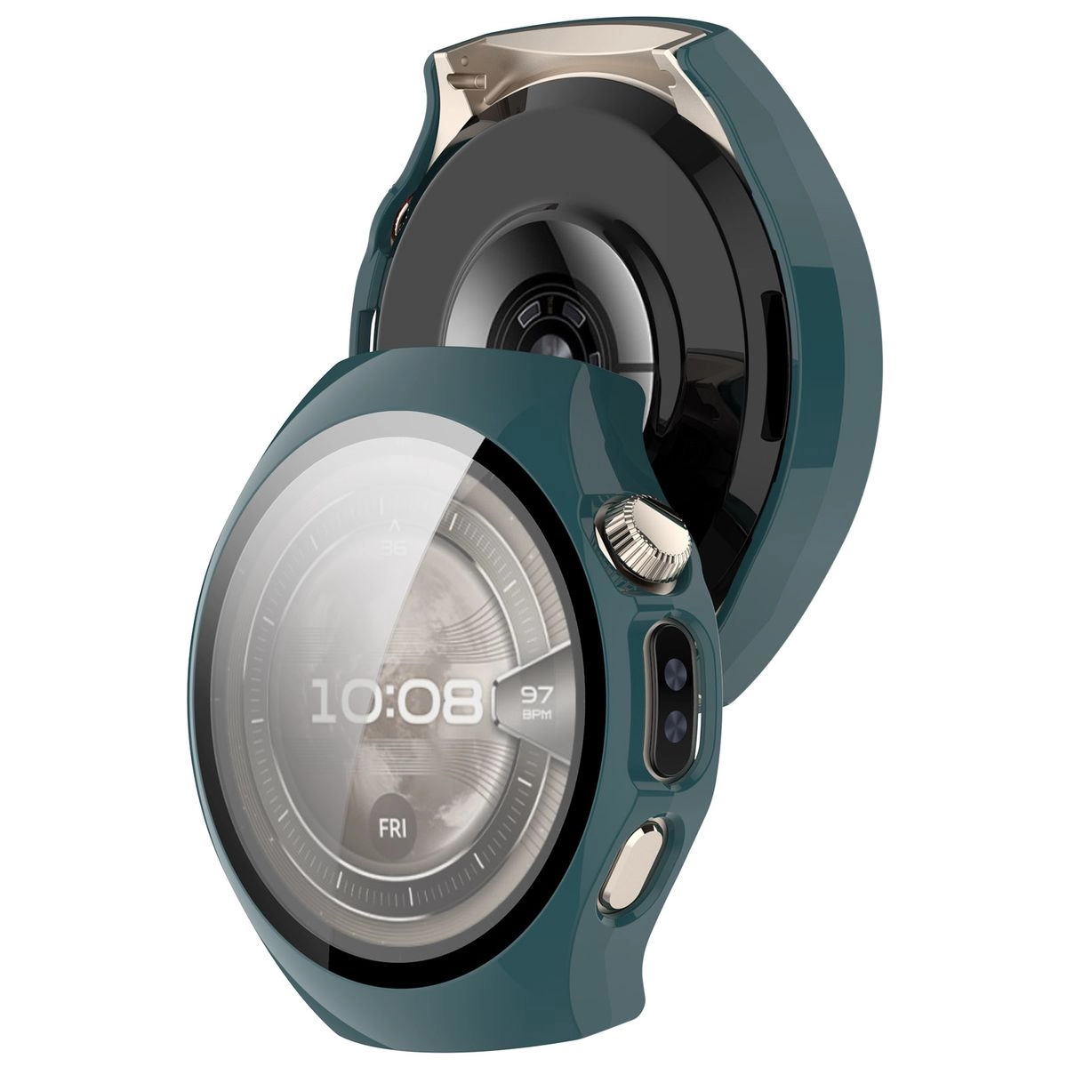 Nakładka na tarczę Bizon ze szkłem do Huawei Watch 5 42 mm zielony