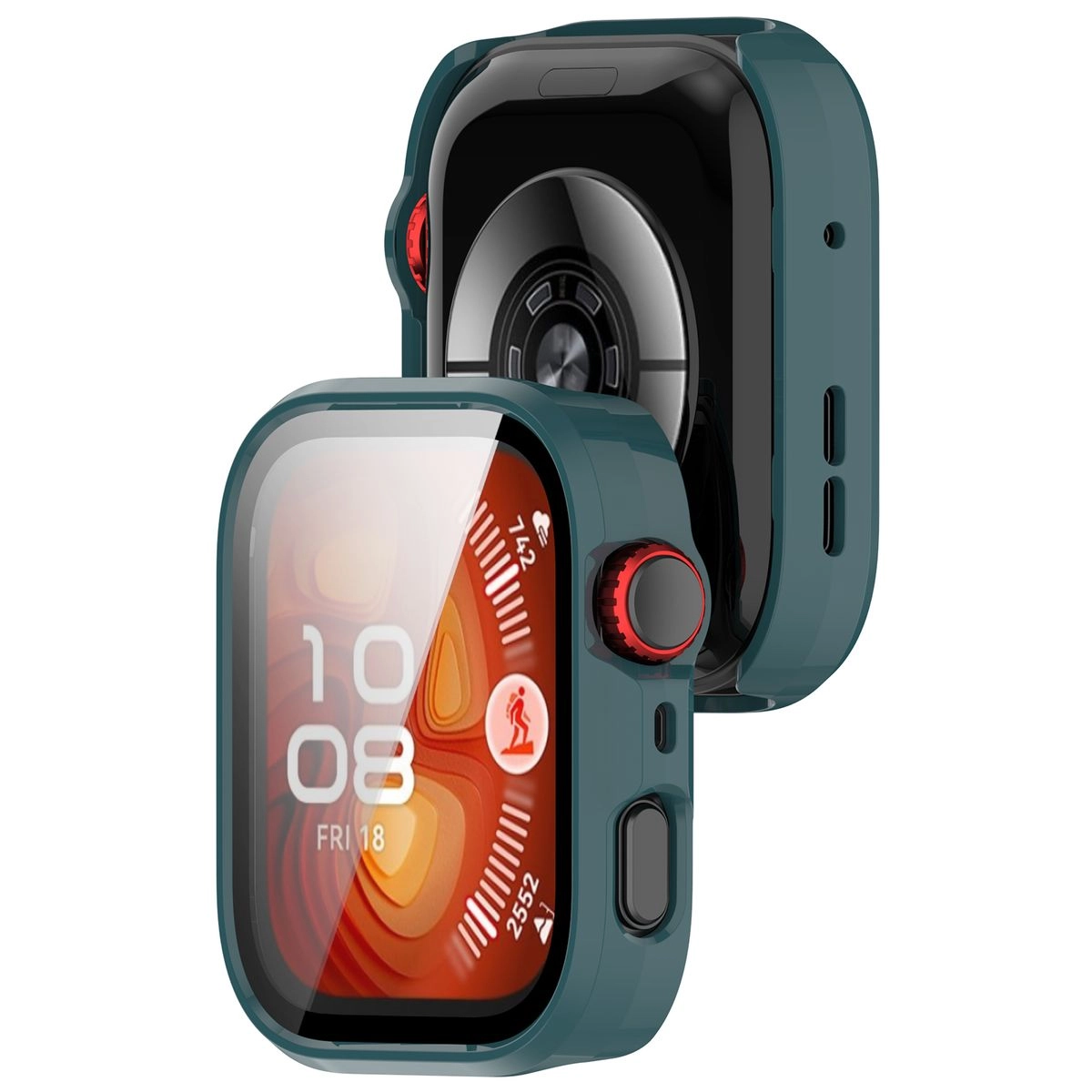 Nakładka na tarczę Bizon ze szkłem do Huawei Watch Fit 4 Pro zielony