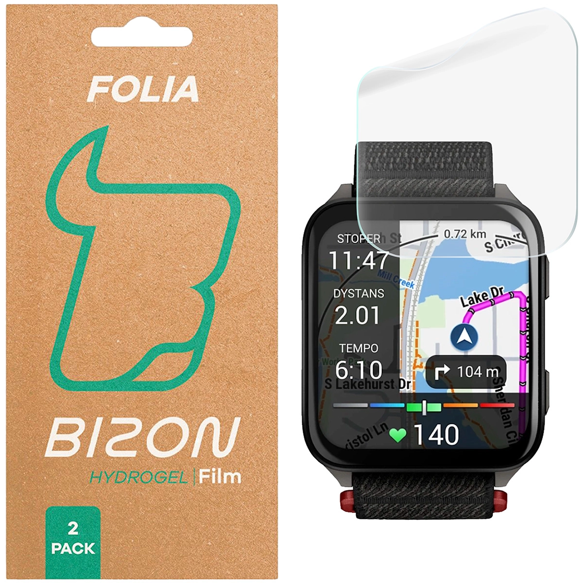 Folia ochronna Bizon matowa Film Sun do Hydrogel Duo Garmin Venu X1 - 2 sztuki