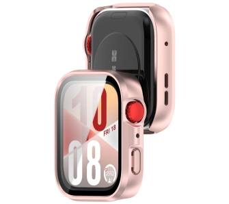 Nakładka na tarczę Bizon ze szkłem do Huawei Watch Fit 4 jasnoróżowy