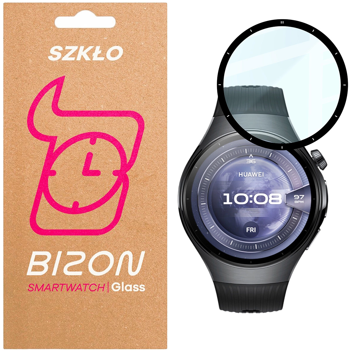 Szkło hybrydowe Bizon Edge Hybrid do Huawei Watch 5 46 mm