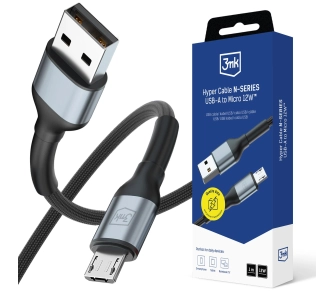 Kabel 3mk Hyper Cable N-SERIES A USB do microUSB 1m 5 V/2.4A 12W Czarny