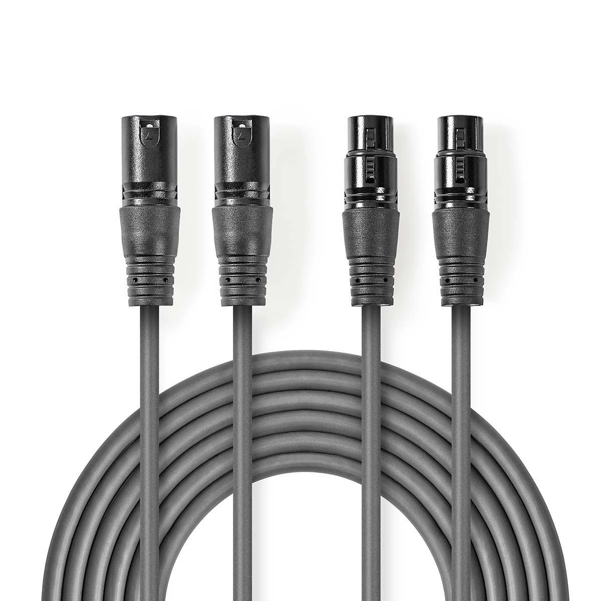 Kabel audio Nedis COTH15030GY05 2x XLR 3-Pin 0,5m Srebrny