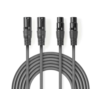 Kabel audio Nedis COTH15030GY05 2x XLR 3-Pin 0,5m Srebrny