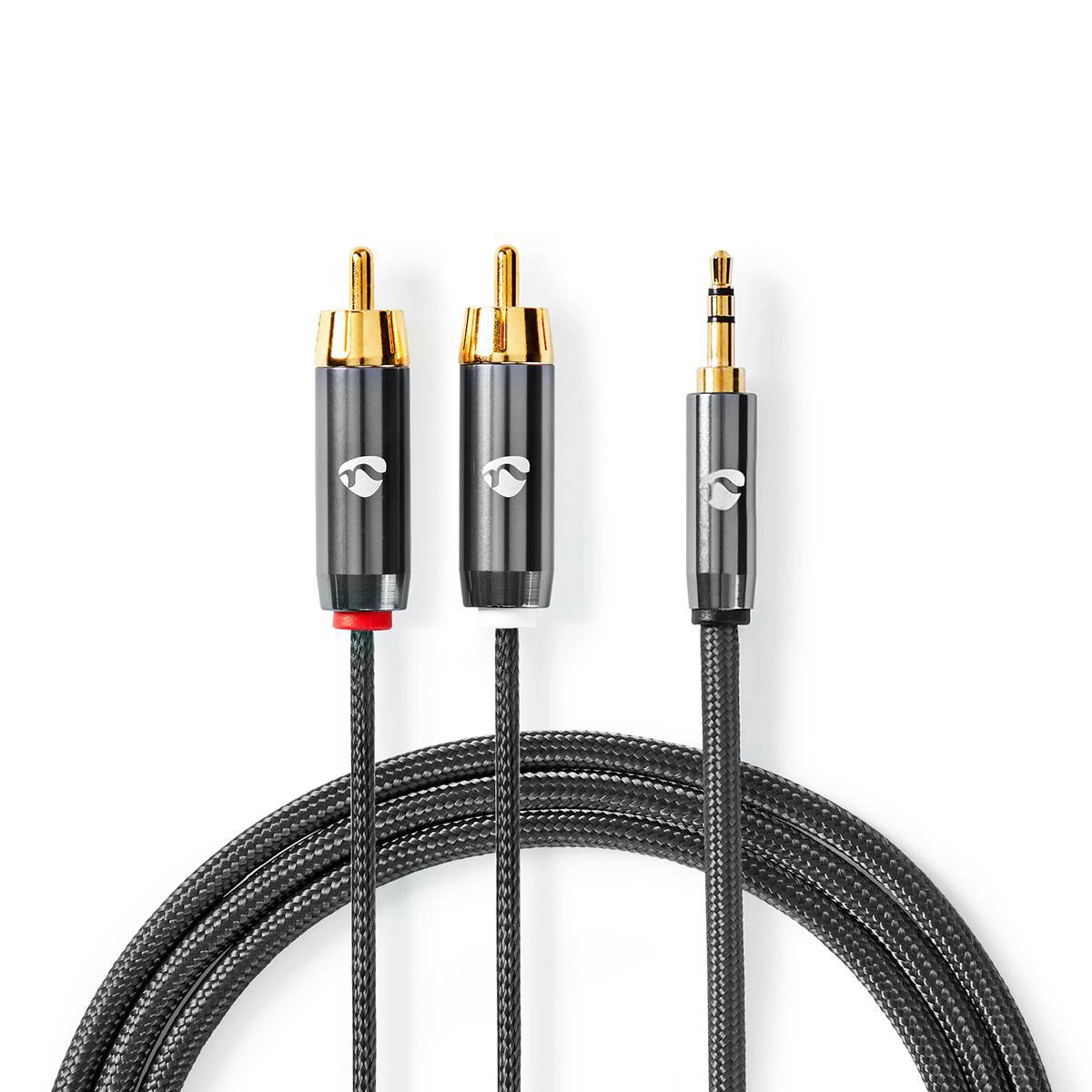 Kabel audio Nedis CATB22200GY10 ProfiGold jack 3,5mm - 2x RCA 1m Srebrny