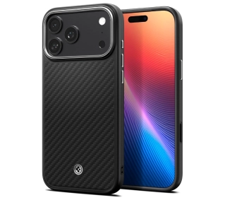 Spigen Enzo Aramid "T" Mag MagSafe do iPhone 17 Pro Max Czarno srebrny