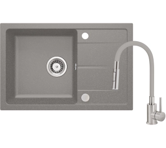 Zlewozmywak Deante ZRDS113 Szary metalik + bateria BOCS740 Szary metalik