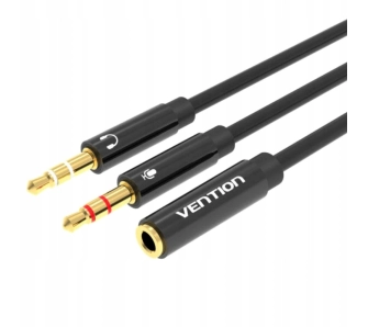 Adapter Vention BBTBY jack 3,5mm 0,3m Czarny