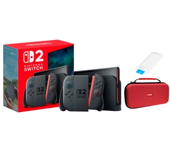 Konsola Nintendo Switch 2 Joy-Con Czarny + Etui Trust GXT 1251RB + Szkło hartowane Yaxo YGGSDG01T