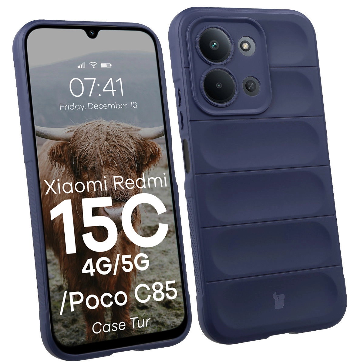 Etui Bizon Pancerne Tur do Xiaomi Redmi 15C 4G / 5G / POCO C85 4G Niebieski