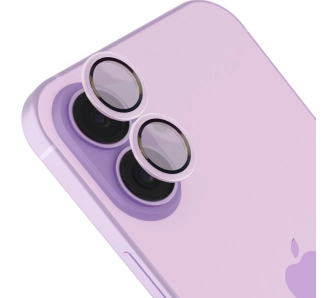 Szkło ochronne Bizon na aparat z aplikatorem Snap Lens do iPhone 17, lawendowa ramka