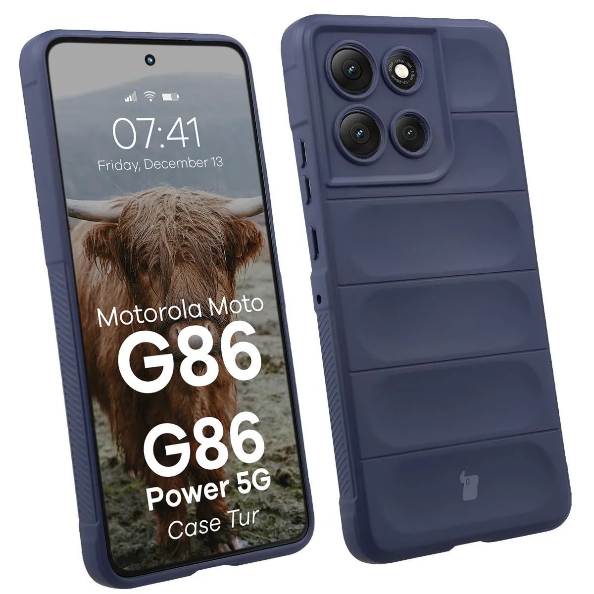 Etui Bizon Pancerne Tur do Motorola Moto G86 5G/G86 Power 5G Granatowy