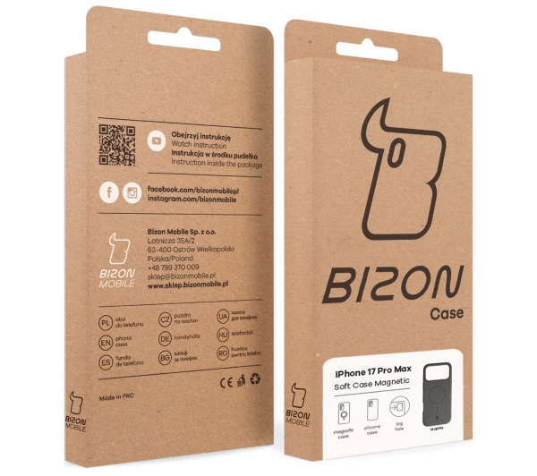 Bizon Silikonowe Soft  z MagSafe do Apple iPhone 17 Pro Max Grafitowy