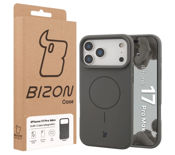 Bizon Silikonowe Soft  z MagSafe do Apple iPhone 17 Pro Max Grafitowy