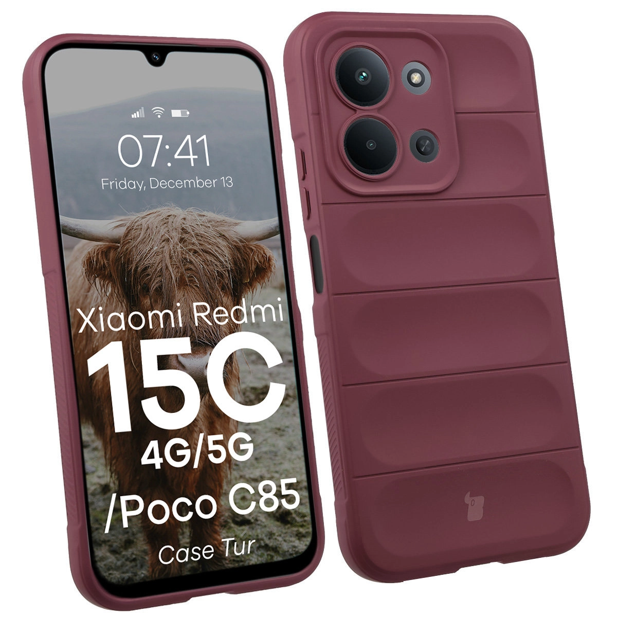 Etui Bizon Pancerne Tur do Xiaomi Redmi 15C 4G / 5G / POCO C85 4G Fioletowy