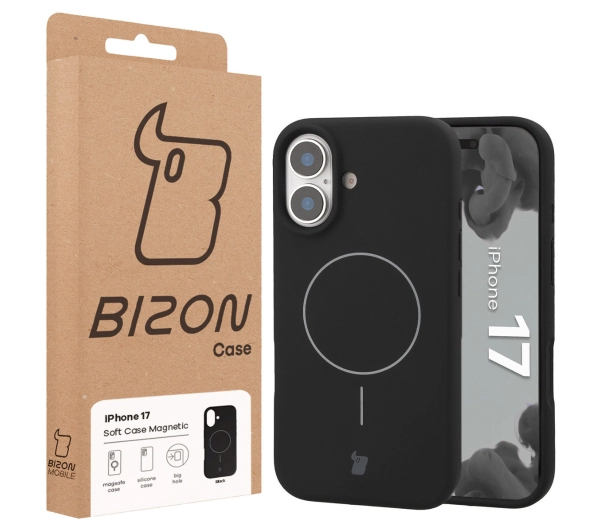 Bizon Silikonowe Soft  z MagSafe do Apple iPhone 17 Czarny