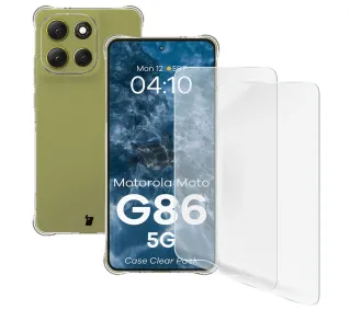Bizon elastyczne etui Salpa + 2x folia na ekran Clear Pack do Motorola Moto G86 5G