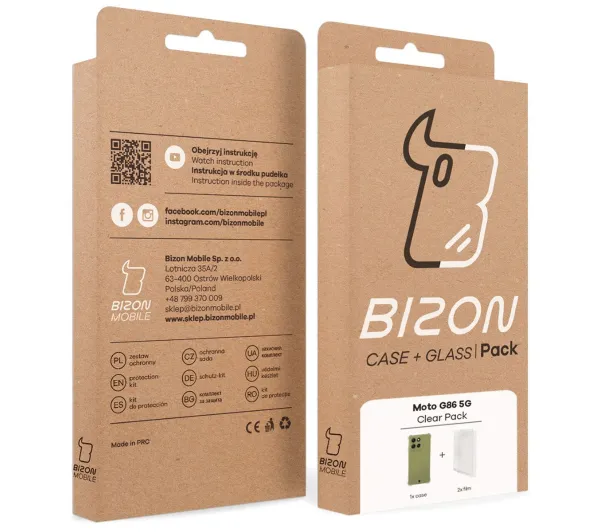 Bizon elastyczne etui Salpa + 2x folia na ekran Clear Pack do Motorola Moto G86 5G