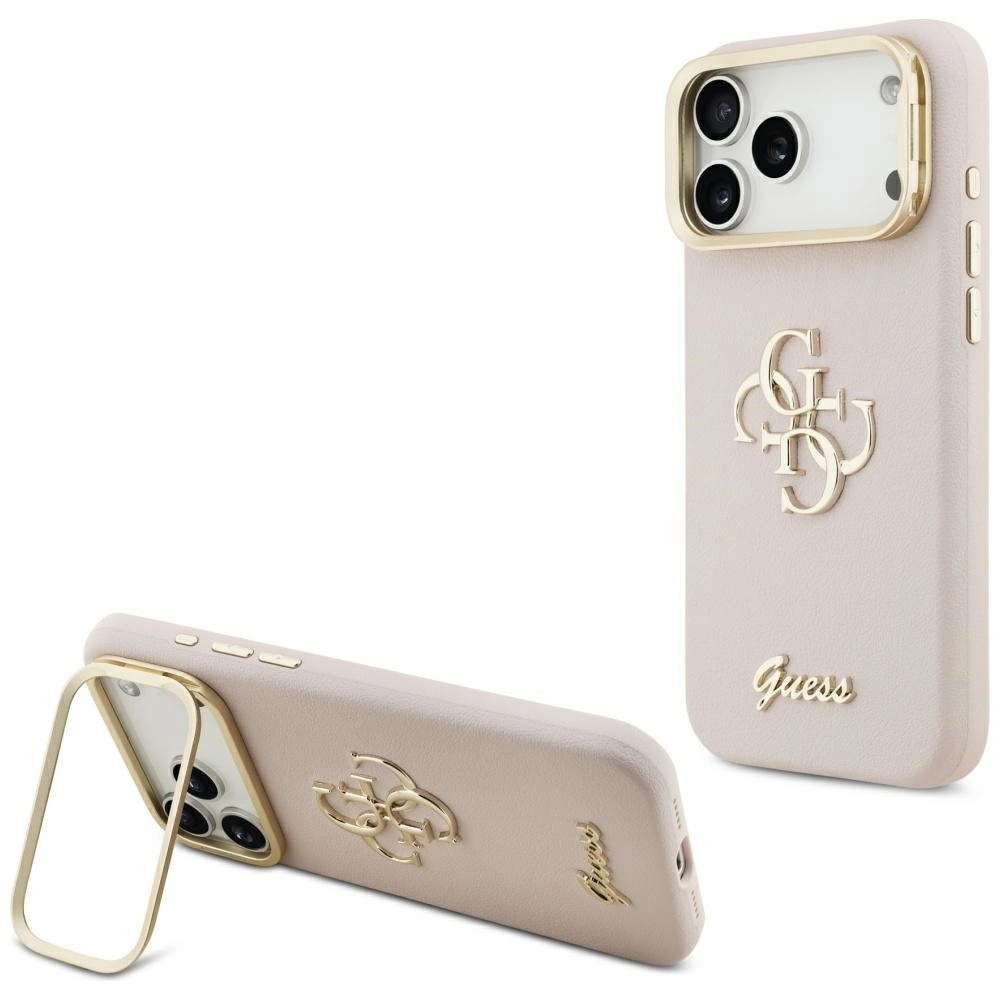 Etui Guess Grained Big 4G & Stand Camera do iPhone 17 Pro Max Różowy