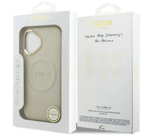 Guess Peony Hot Stamp MagSafe do iPhone 17 Beżowy