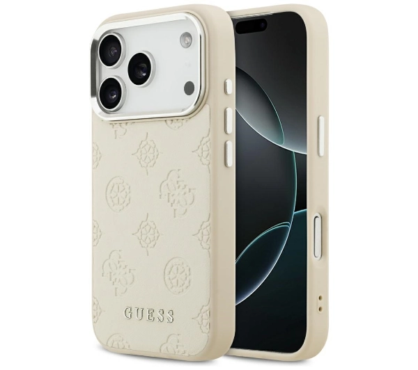Guess Peony Hot Stamp Script MagSafe do iPhone 17 Pro Beżowy
