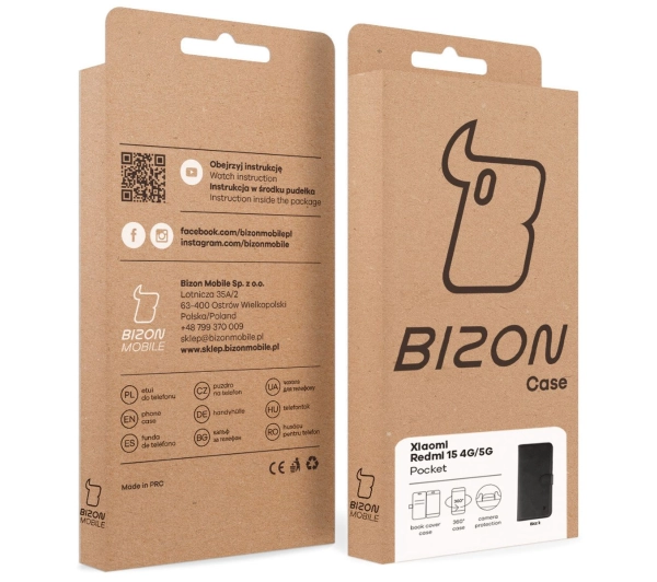 Bizon z klapką Pocket do Xiaomi Redmi 15 4G / 5G Czarny