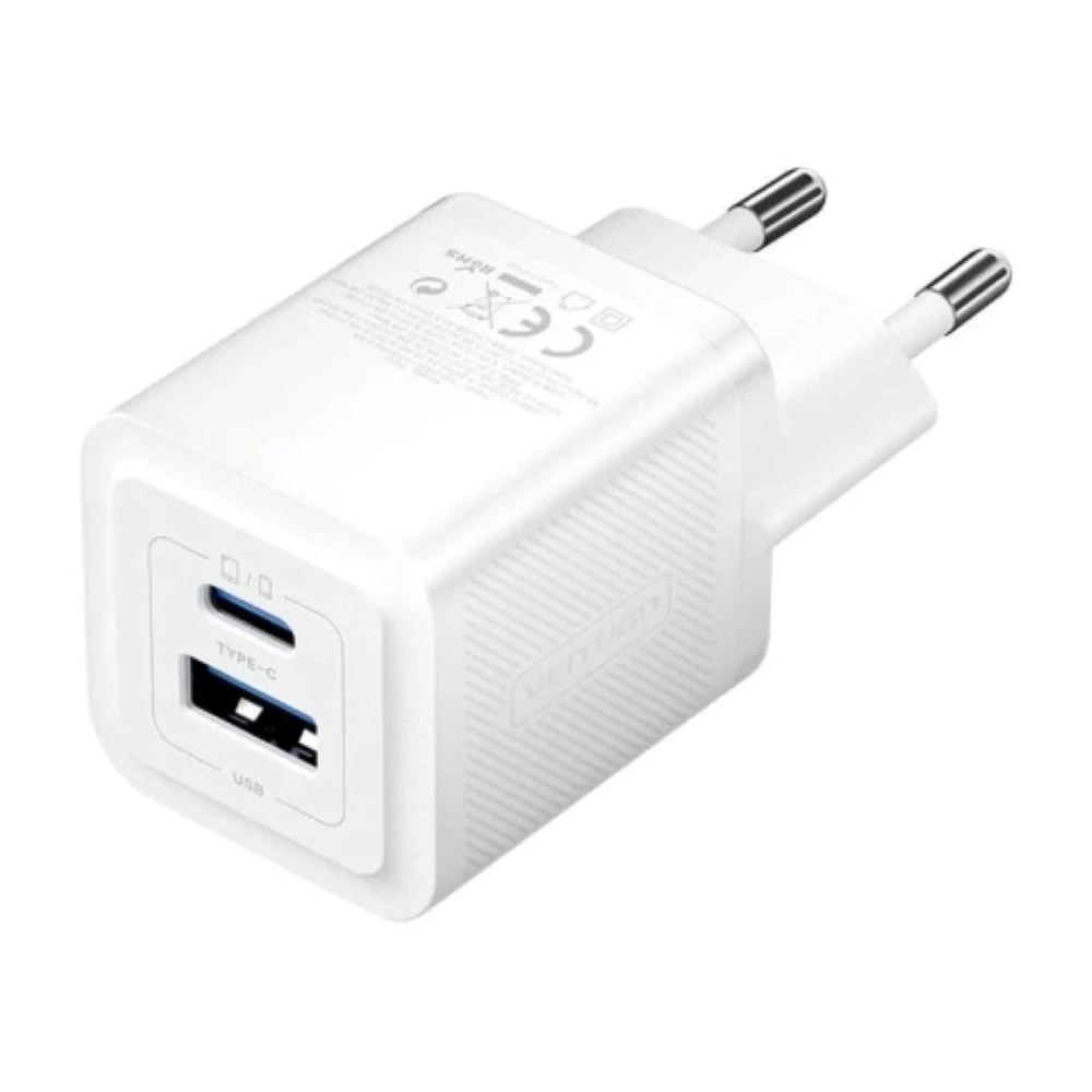 Ładowarka sieciowa Vention 1x USB-A 1x USB-C GaN 30W Biały