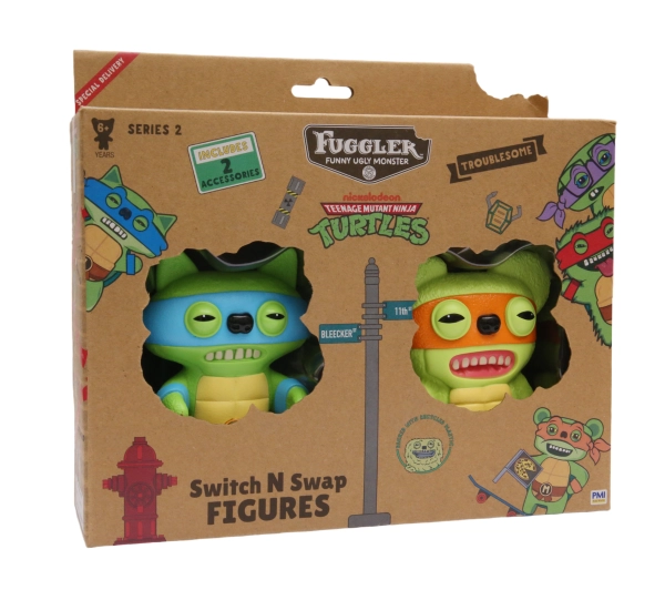PMI Kids World Fuggler Funny Ugly Monster S2 Swap & Style Figures - 2 Pack (Leonardo & Michelangelo)