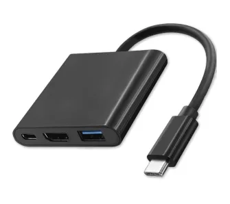 Hub USB Qoltec 50430 Adapter USB-C 3.1 3w1 USB 3.0 HDMI 4K USB-C 3.1 PD 100W Czarny