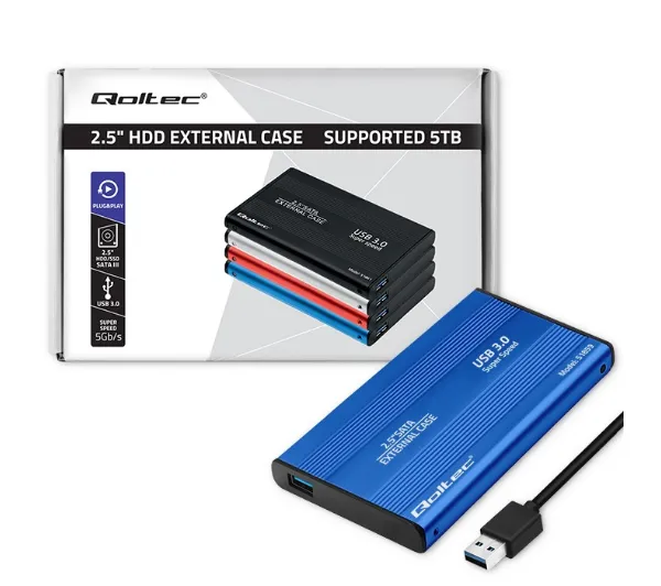 Qoltec 51859 HDD SSD 2.5" SATA3 USB 3.0 Niebieski