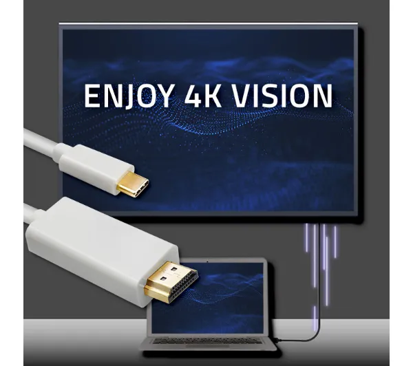 Qoltec 50414 USB 3.1 typ C - HDMI A 1m Biały