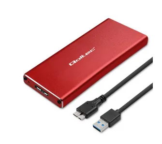 Obudowa Qoltec 51831 M.2 SSD SATA NGFF USB 3.0 Super speed 5Gb/s Czerwony