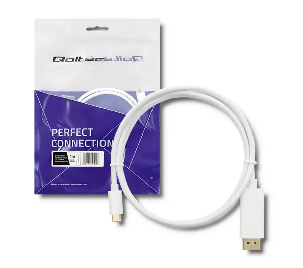 Qoltec 50412 USB 3.1 typ C - Displayport 5K 1m Biały