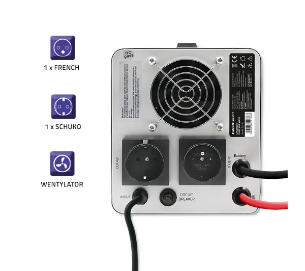 Qoltec 50718 800VA/560W Przetwornica 12/230V z AVR - Kup na Raty - RRSO 0%