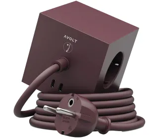 Avolt 3 gniazda 2x USB-C 1,8m Bordowy - Kup na Raty - RRSO 0%