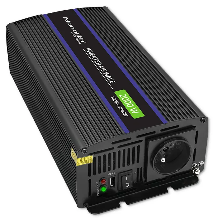 Przetwornica Qoltec Monolith 12/230V 1000/2000W Czarny
