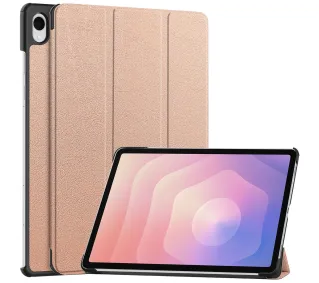 Bizon Case Tab Croc z klapką do Samsung Galaxy Tab S11 Różowozłoty
