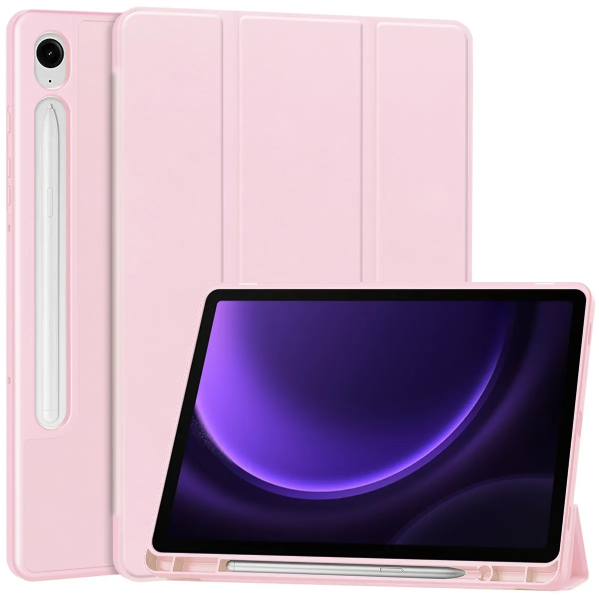 Etui na tablet Bizon Case Tab Lizard z klapką Samsung Galaxy Tab S10 FE / S10 Lite / S9 / S9 FE Różowy
