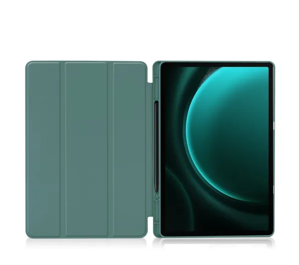 Bizon Case Tab Lizard z klapką do Samsung Galaxy Tab S9 FE Plus Ciemnozielony