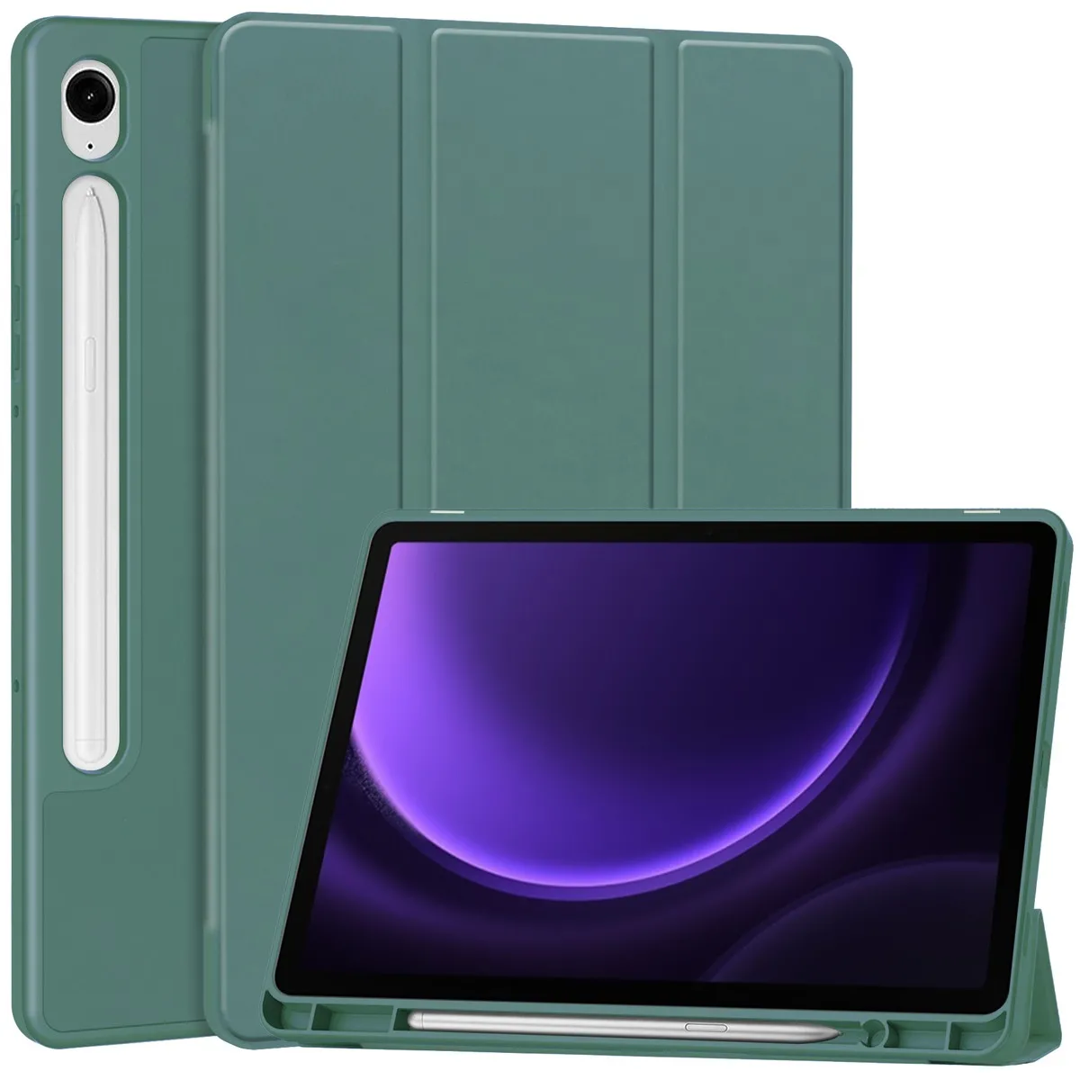 Etui na tablet Bizon Case Tab Lizard z klapką do Samsung Galaxy Tab S10 FE / S10 Lite / S9 / S9 FE Ciemnozielony