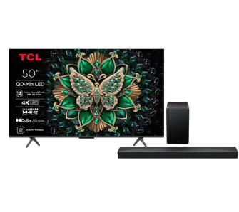 Telewizor TCL 50C6K 50" QD-Mini LED 4K 144Hz Google TV Dolby Vision IQ Dolby Atmos HDMI 2.1 DVB-T2 + Soundbar TCL Q65H