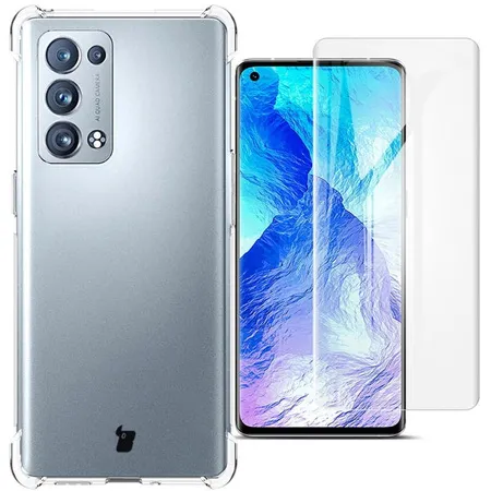 Etui Bizon elastyczne etui + 2x folia ochronna Clear Pack do Oppo Reno 6 Pro 5G
