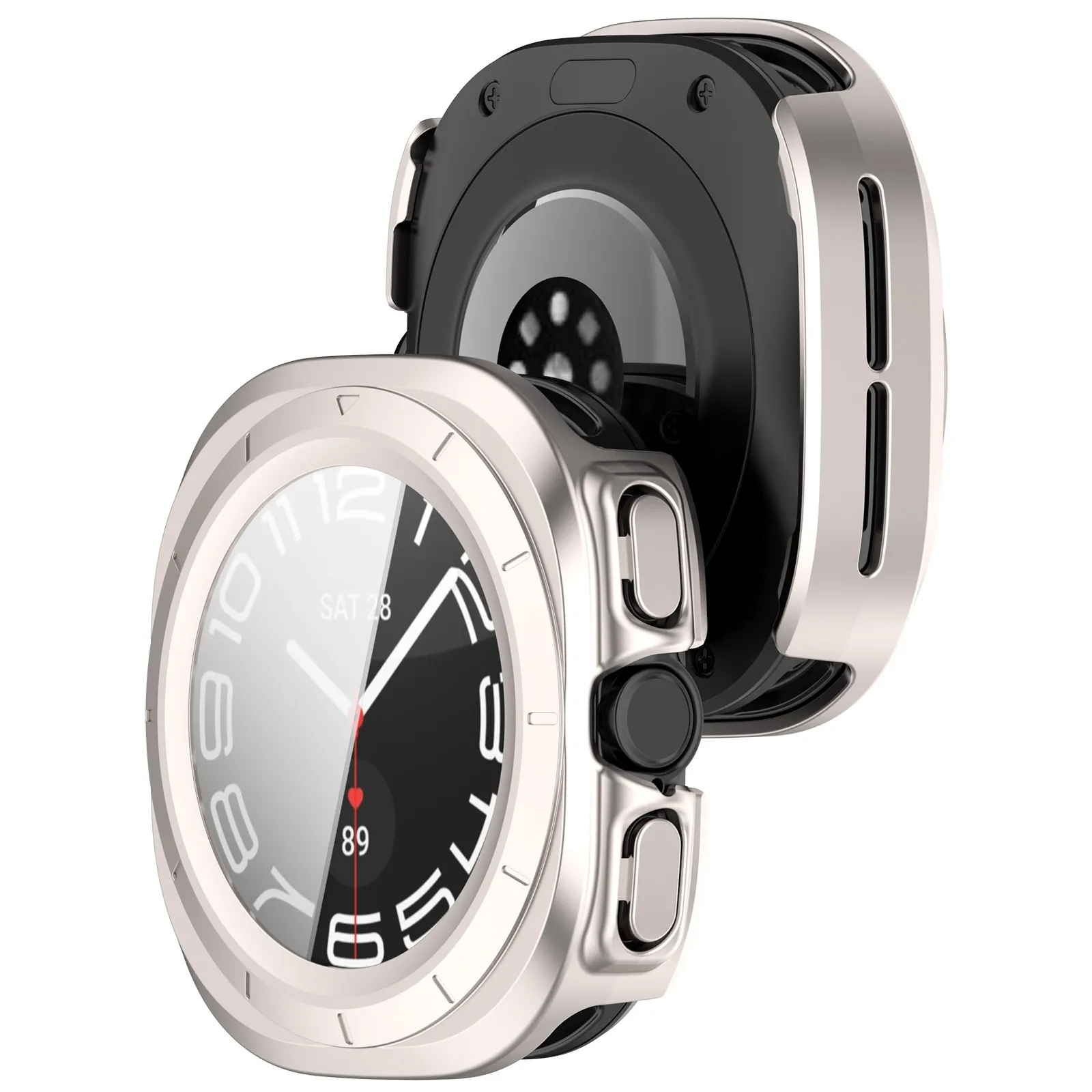 Etui Bizon Case Watch Adamo do Samsung Galaxy Watch Ultra 2 2025 47mm / 1 2024 47mm Satynowo szampański