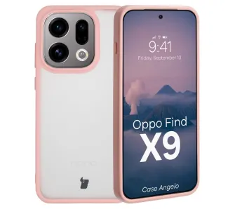 Etui Bizon Angelo do Oppo Find X9 Półprzeźroczyste z różową ramką