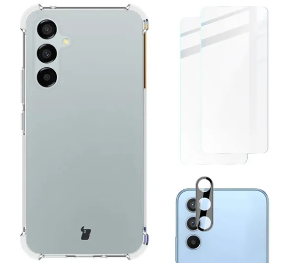 Bizon elastyczne etui + 2x szkło hartowane + szkło na aparat Clear Pack do Samsung Galaxy A54 5G