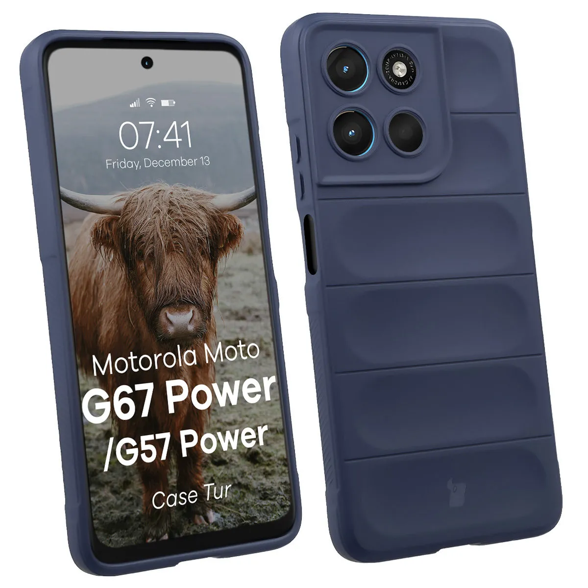 Etui Bizon Tur do Motorola Moto G57 Power / Motorola Moto G67 Power Granatowy