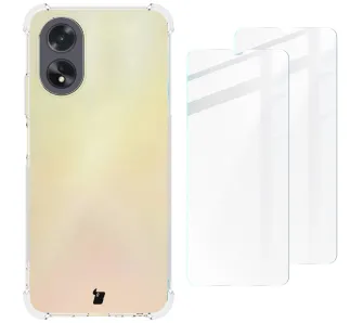Etui Bizon elastyczne etui + 2x szkło hartowane Clear Pack do Oppo A38 4G
