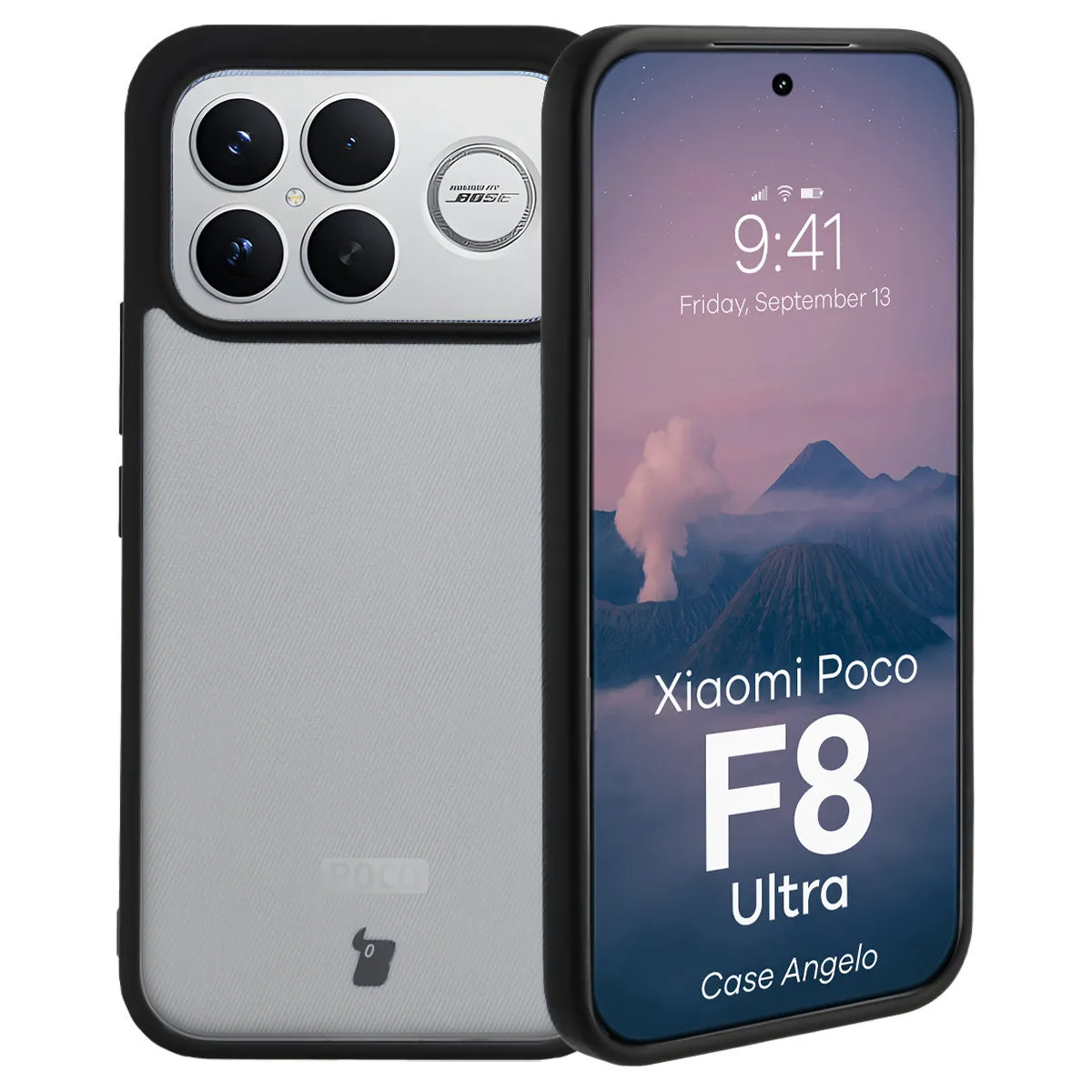 Etui Bizon Angelo do Xiaomi POCO F8 Ultra Przydymiony-czarny