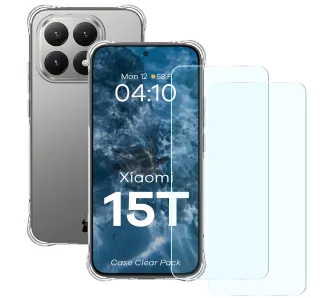 Etui Bizon elastyczne etui + 2x szkło hartowane Clear Pack do Xiaomi 15T